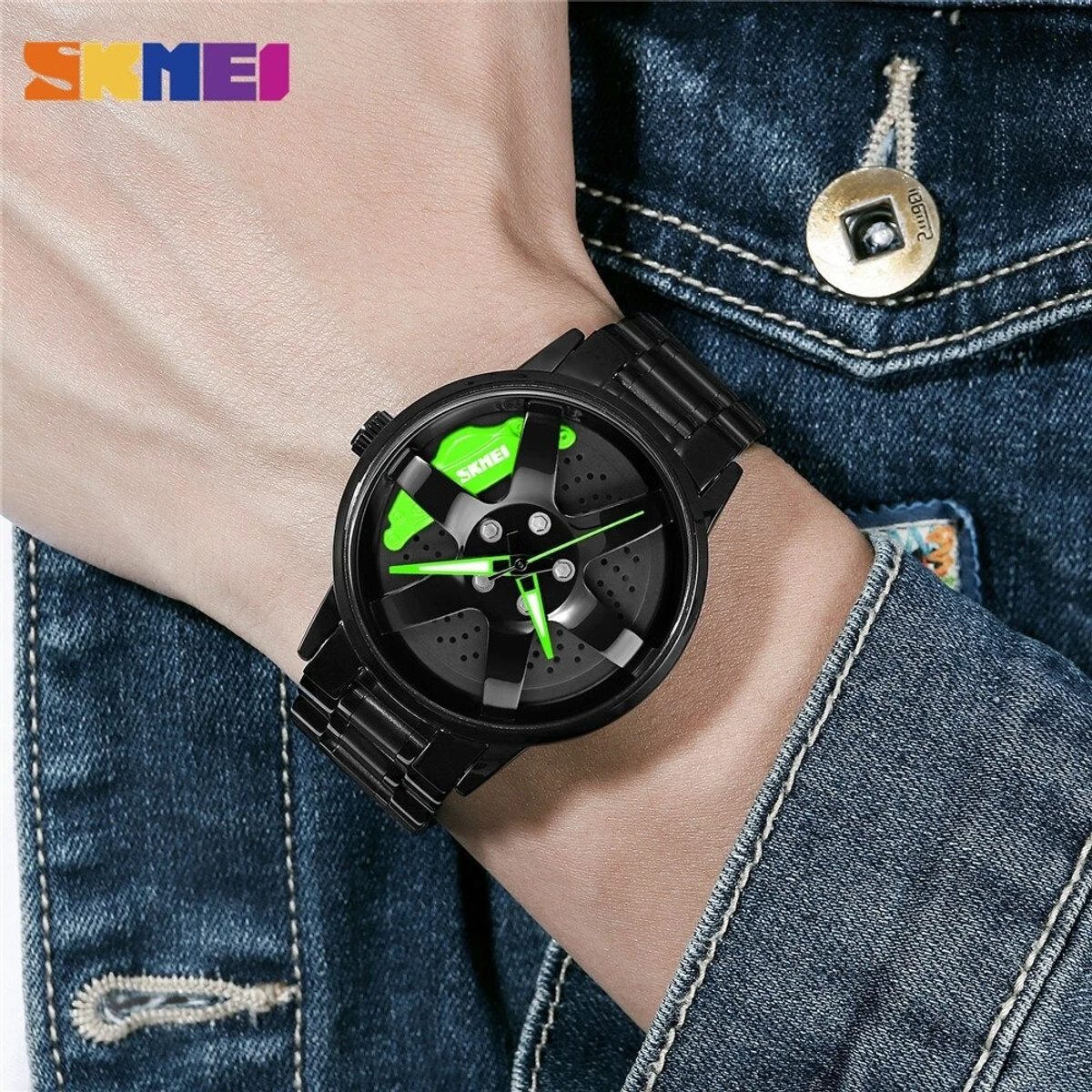 SKMEI WATCH MODEL 1787 CHAIN BLACK DIAL BLACK OR  GREEN COLOUR WATCH FOR MAN + এক পিস ব্যাটারি ফ্রি