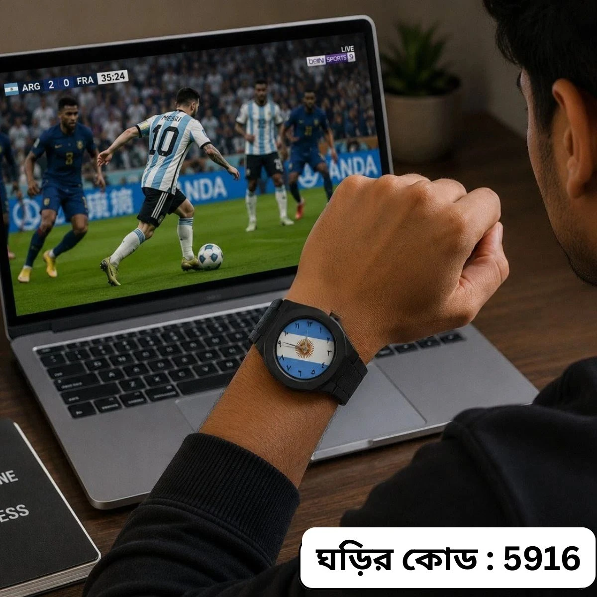 Exclusive Belt Watch Argentina Flag World Cup Football Watch for Men Belt Watch + এক পিস ব্যাটারি ফ্রি