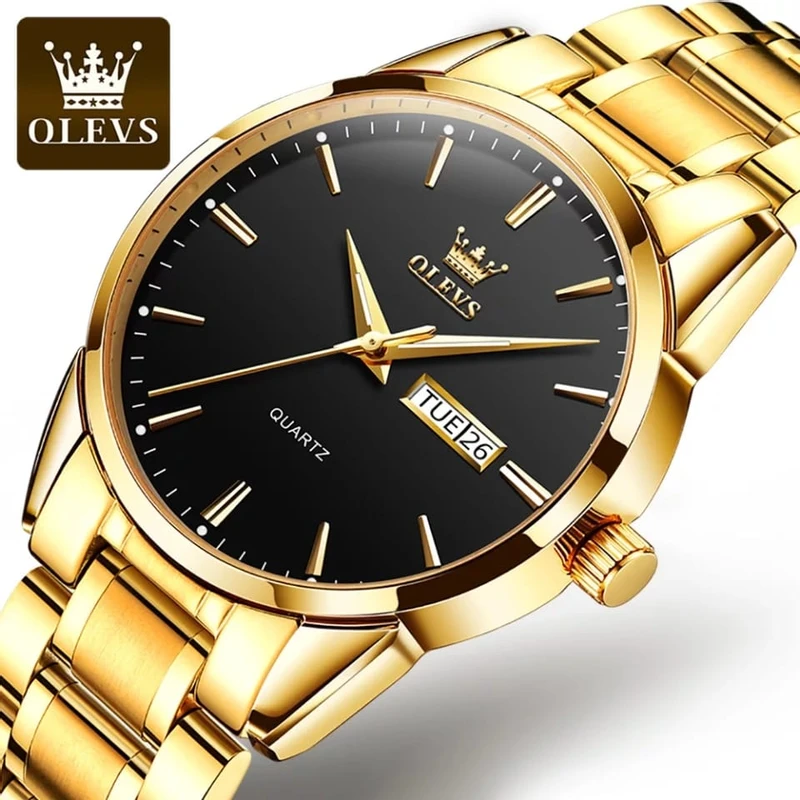 OLEVS Fashion Men's Watch Business Classic Stainless Steel Strap Quartz Waterproof Watch For Men - 6898