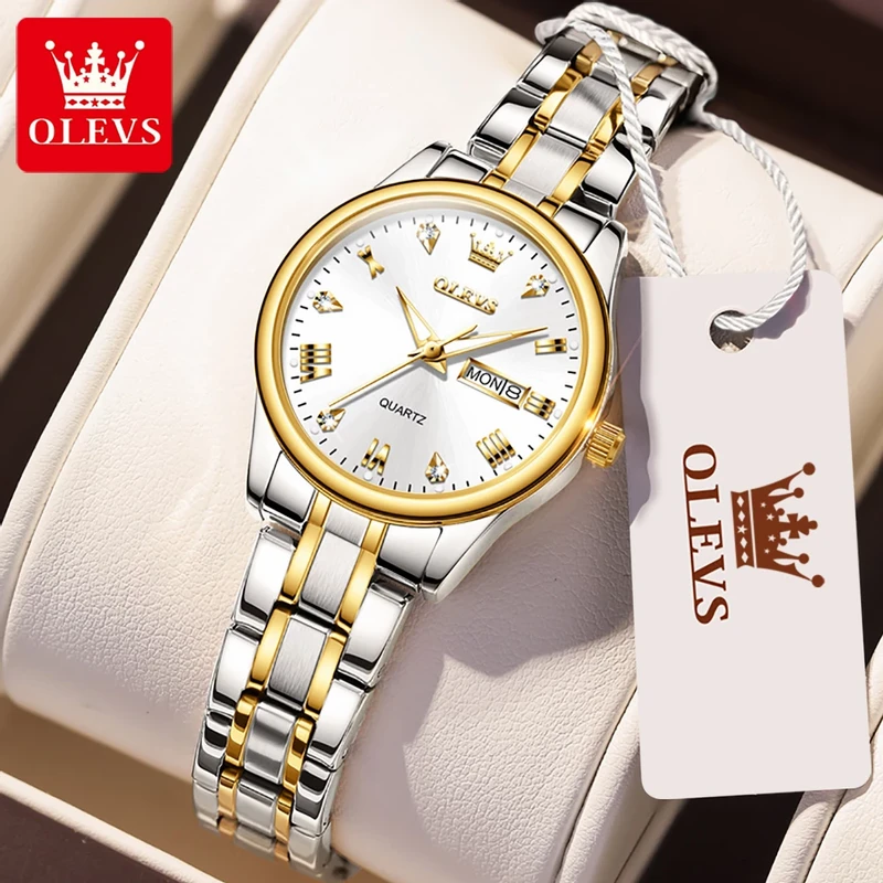 COMBO WATCH OLEVS MODEL 5563 TOP BRAND OLEVS MENS CLASSIC QUARTZ STAINLESS STEEL WATCH COMBO 2PS  TOTON WHITE 5563 MODEL