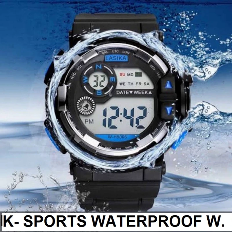 K- SPORTS LASIKA W-H9006 Water Resistance/ Waterproof 30m Silicon Digital Watch for Men -BLUE