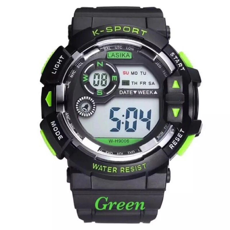 K- SPORTS LASIKA W-H9006 WATER RESISTANCE/ WATERPROOF 30M SILICON DIGITAL WATCH FOR MEN -GREEN