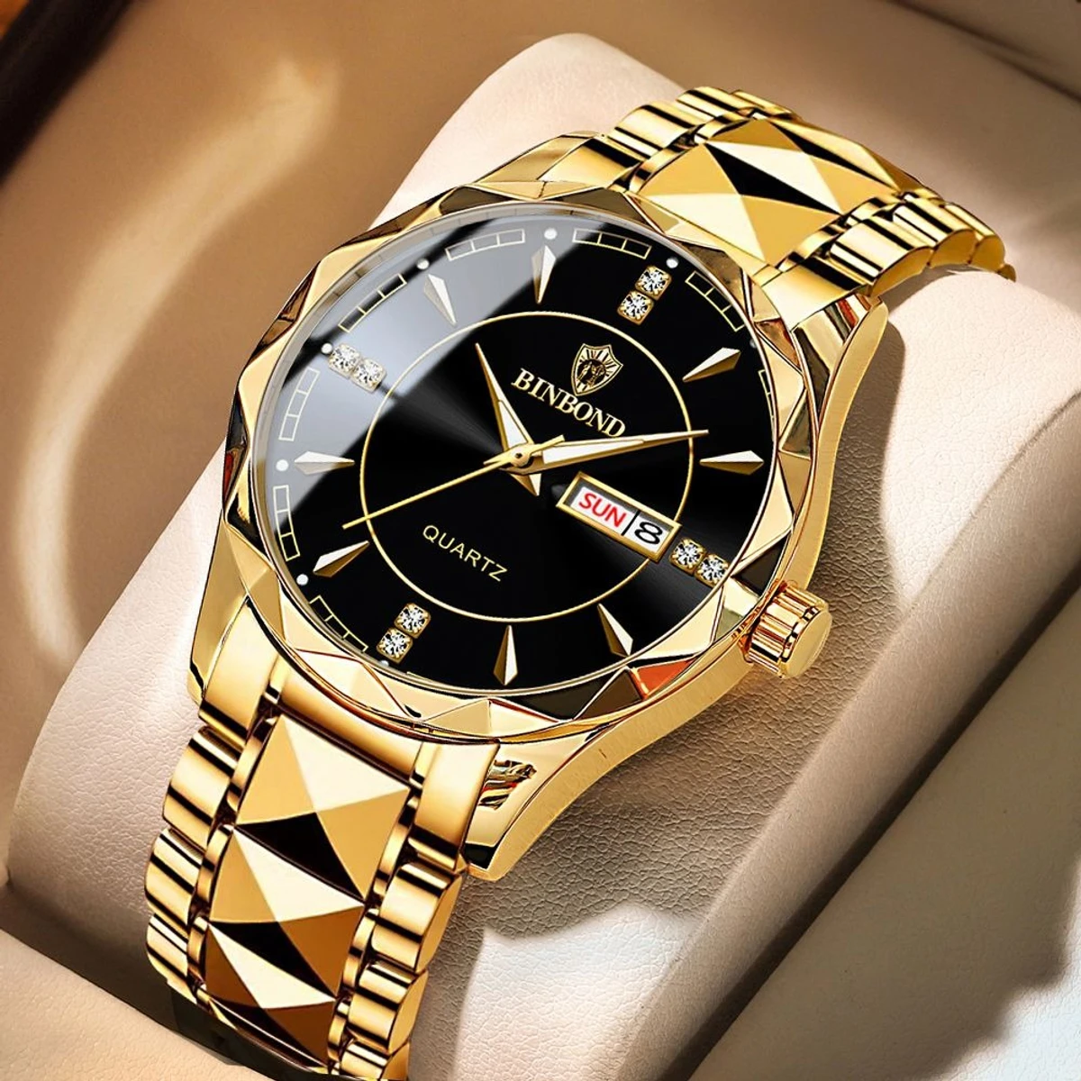 Luxury Binbond Stainless Steel Classic Waterproof Watch for Men