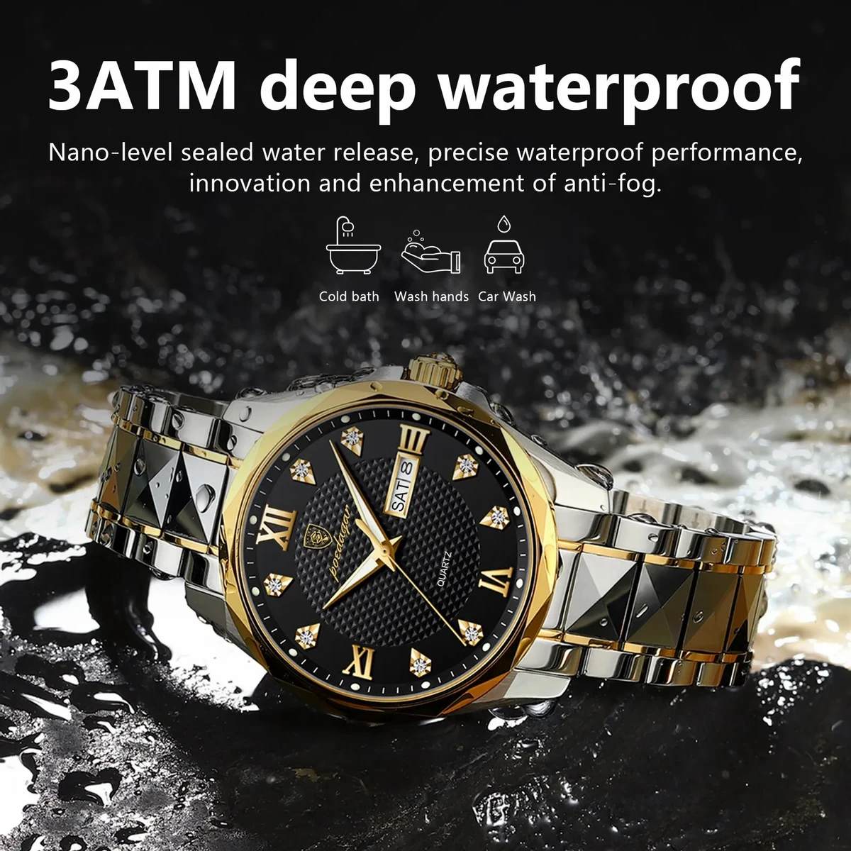 POEDAGAR Luxury Watches for Man Waterproof Luminous Galendar Dial High Fashion Quartz Wristwatch POYDAGOR  Model Number：998 Toton AR Dial  black cooler watch man
