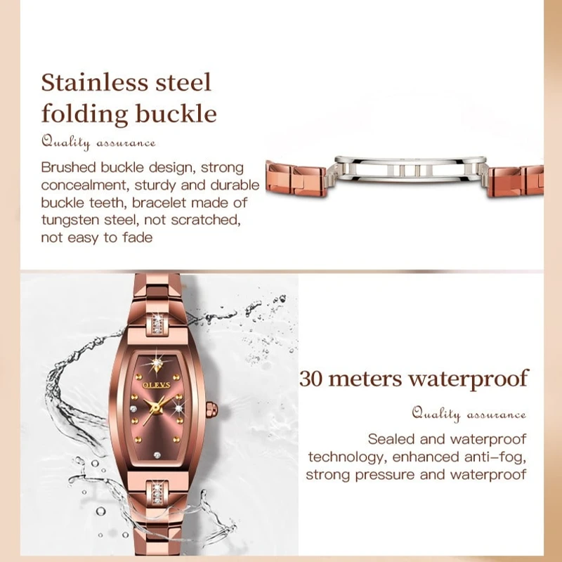 OLEVS Luxury Watches for Women Rose Gold Bracelet Gift Set Waterproof Jewelry Wrist Watch Ladies Girls Watch Clock Montre Femme