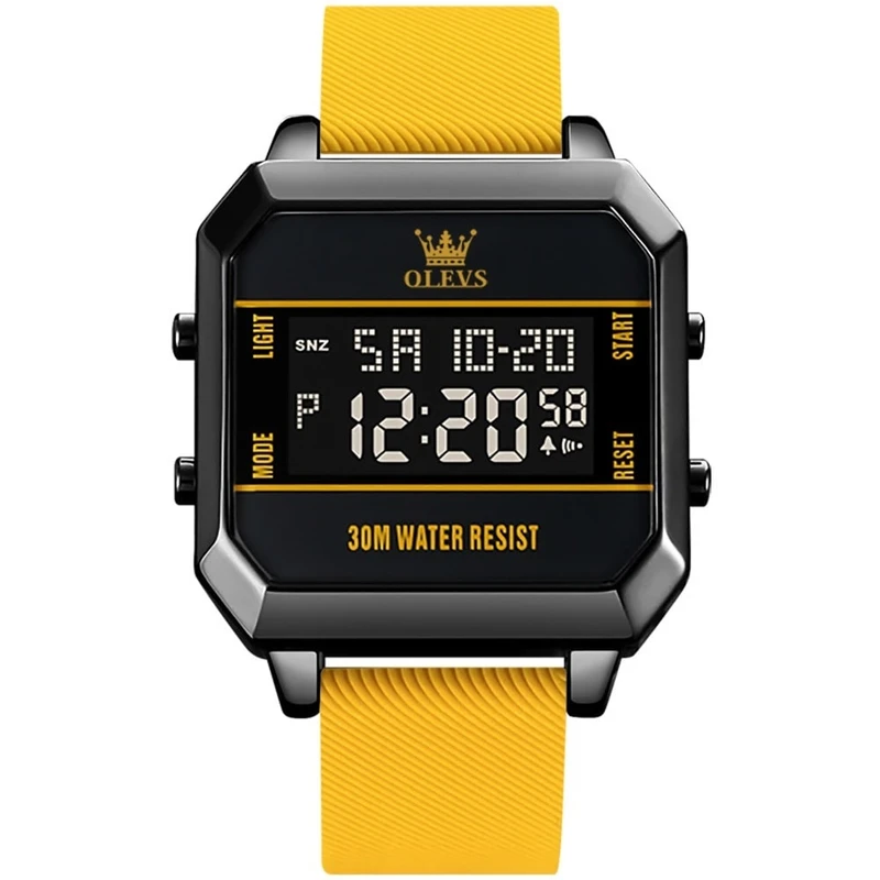 OLEVS  MODEL 1103  Digital LED Luminous Fashion Cool Sports Chronograph Alarm Clock Watch - BELT YELLOW