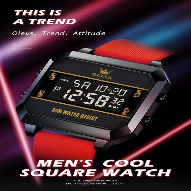 OLEVS MODEL 1103  Watch  Digital Sport Watch - RED COOLER BELT