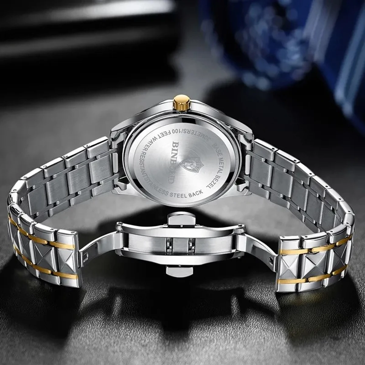 Luxury Binbond Stainless Steel Classic Waterproof Watch for Men