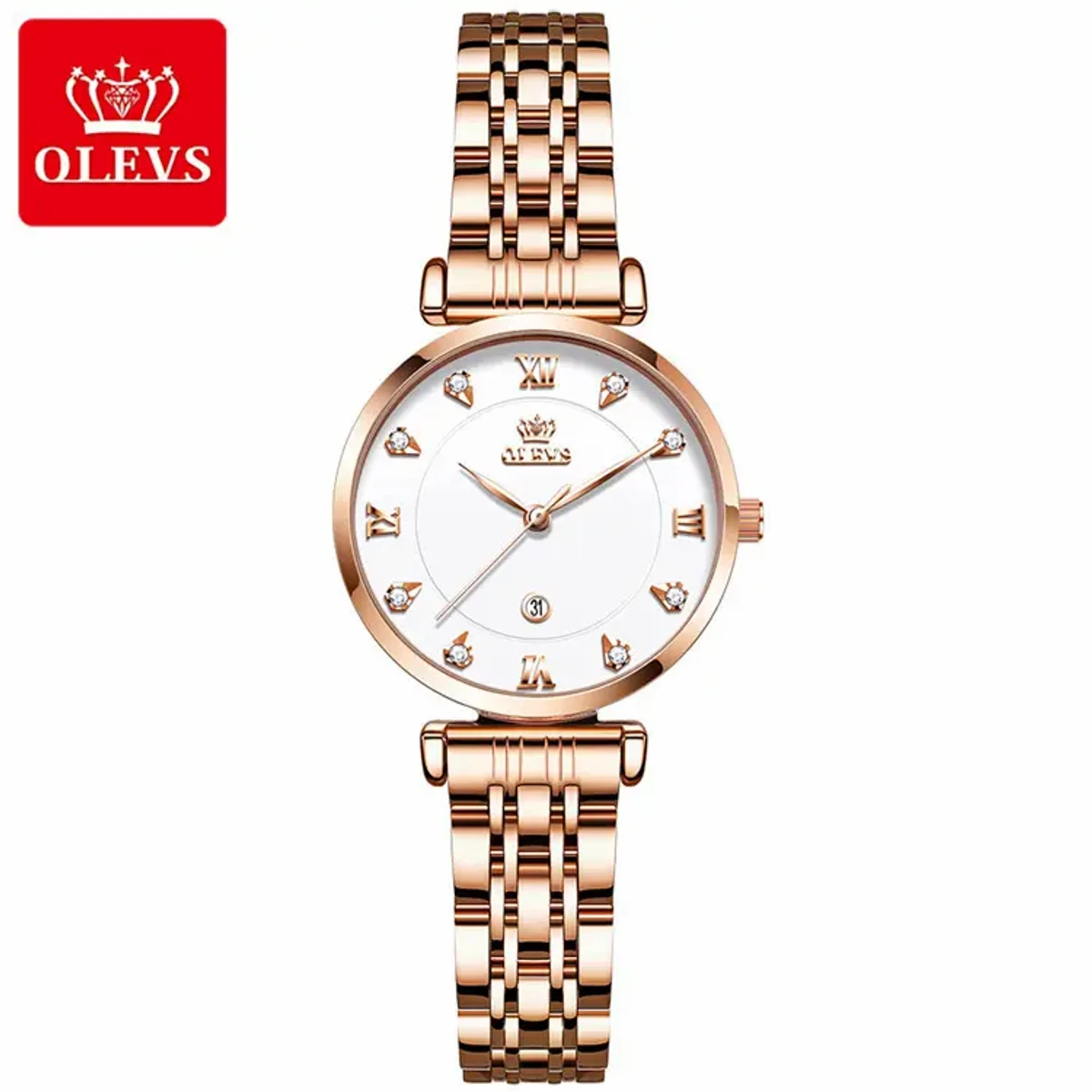 OLEVS WATCH MODEL 5866 Stainless Steel Analoge Wrist Watch For Women Olevs Model 5866 Golden Chain Dial whitw Watch