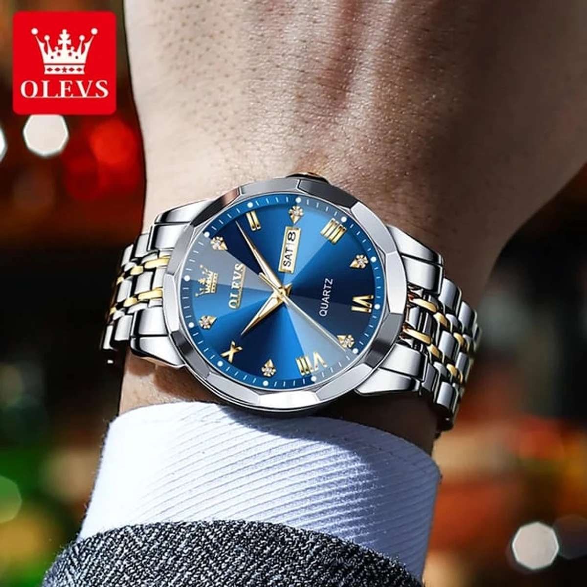 2023 New Luxury OLEVS MODEL 9931 Watch for Men Stainless Steel Waterproof Watches - 9931 TOTON AR DIAL BLUE