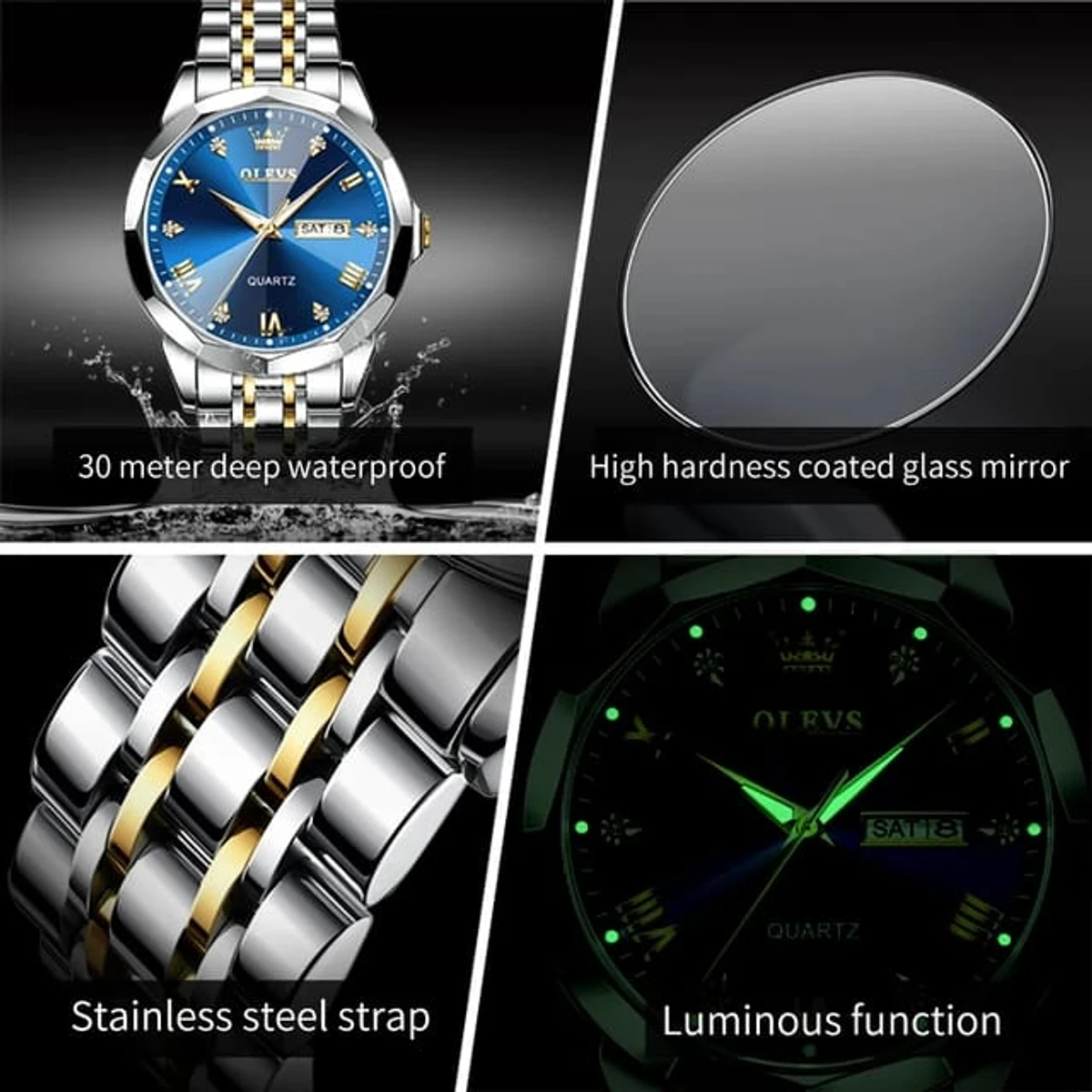 COMBO WATCH 2PS  2023 New Luxury OLEVS MODEL 9931 Watch for Men Stainless Steel Waterproof Watches UNISEX