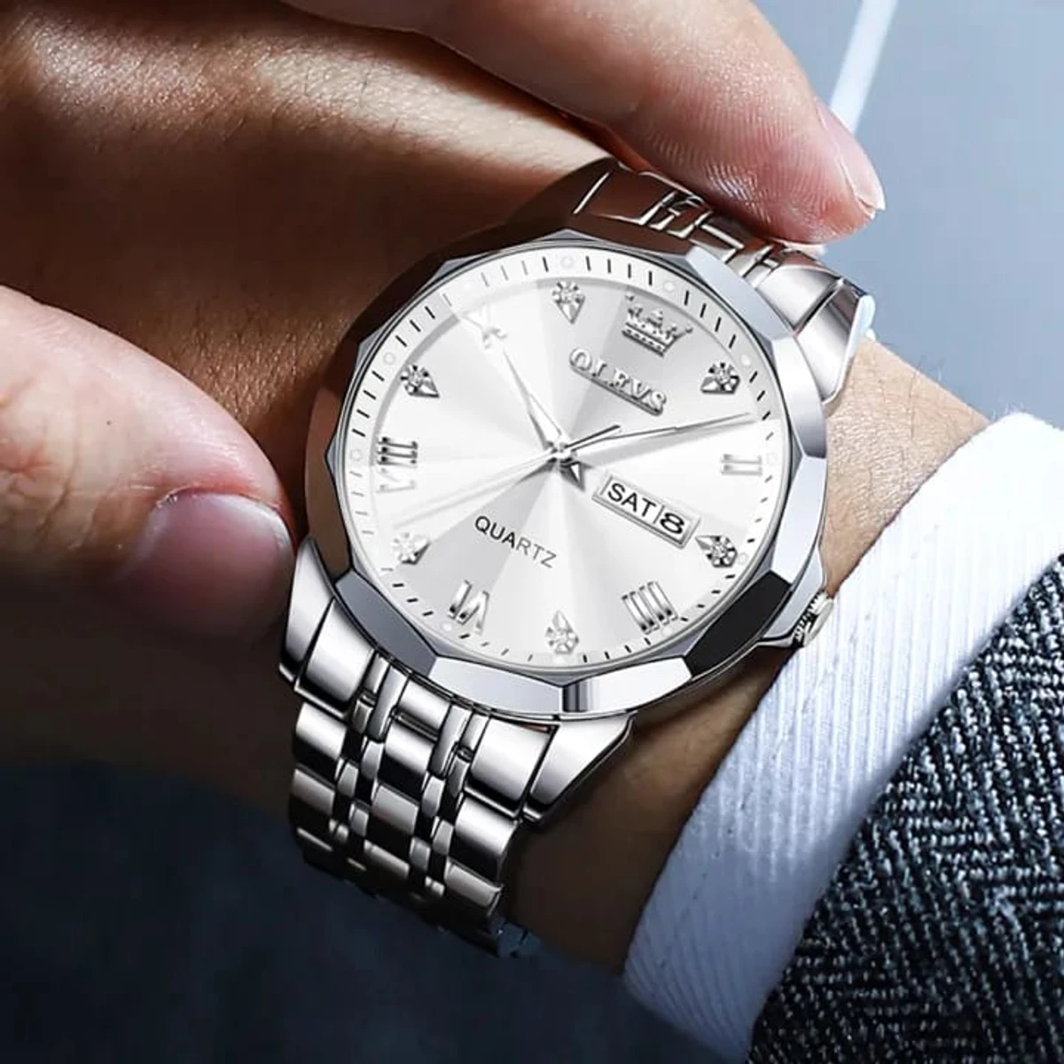 COMBO WATCH 2PS 2023 New Luxury OLEVS MODEL 9931 Watch for Men Stainless Steel Waterproof Watches UNISEX