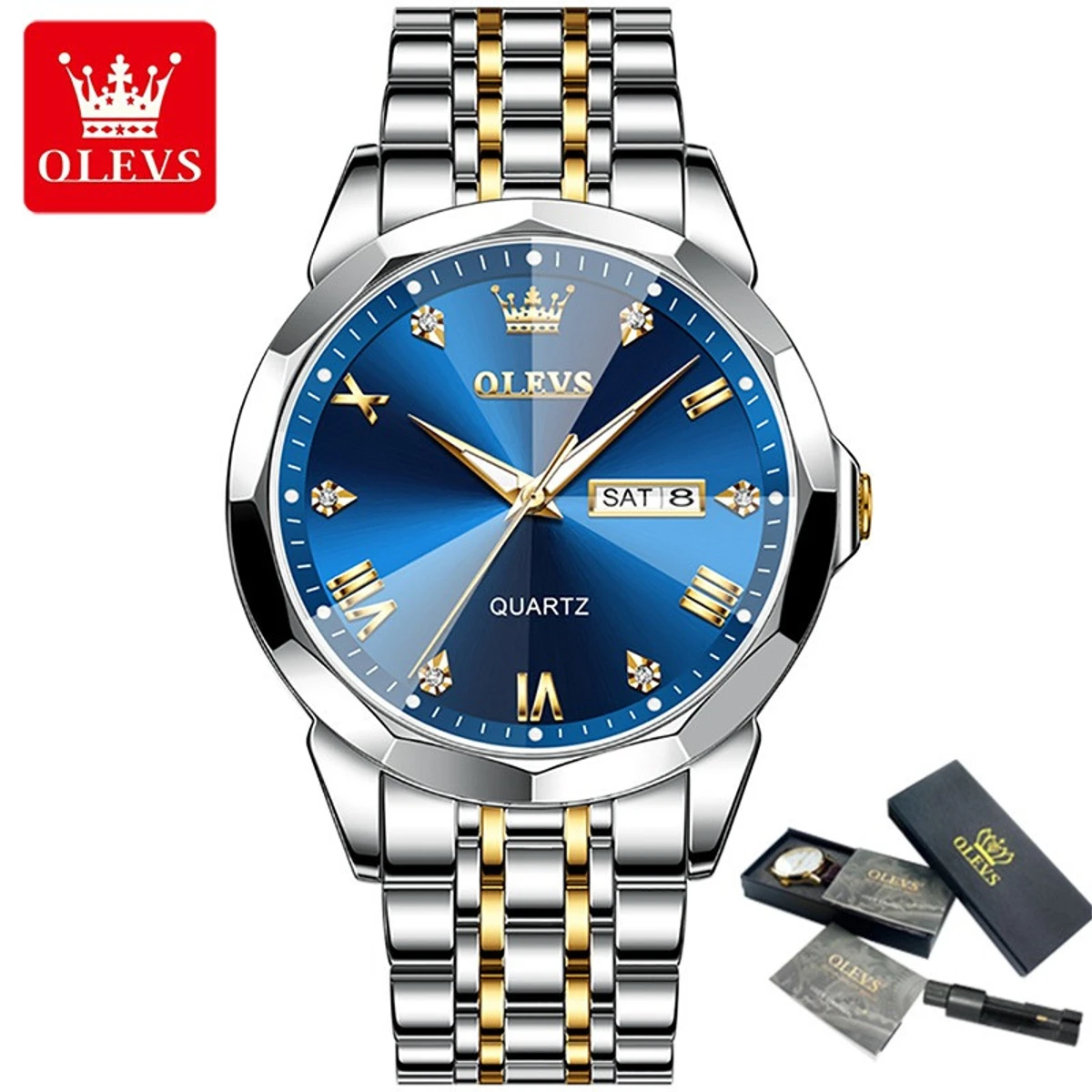 COMBO WATCH 2PS 2023 New Luxury OLEVS MODEL 9931 Watch for Men Stainless Steel Waterproof Watches UNISEX