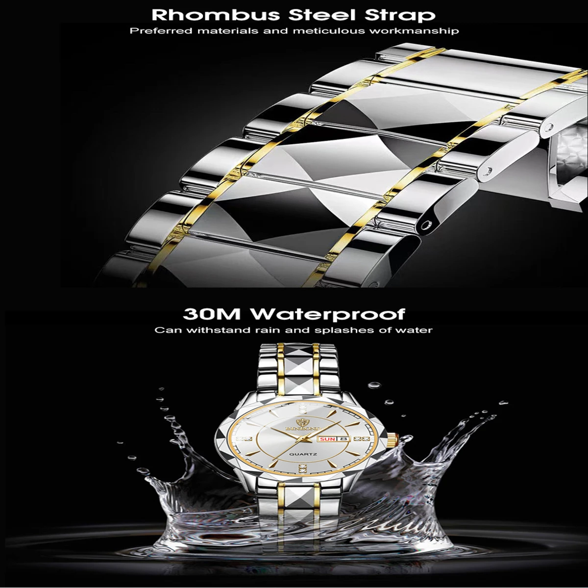 Luxury Binbond Stainless Steel Classic Waterproof Watch for Women