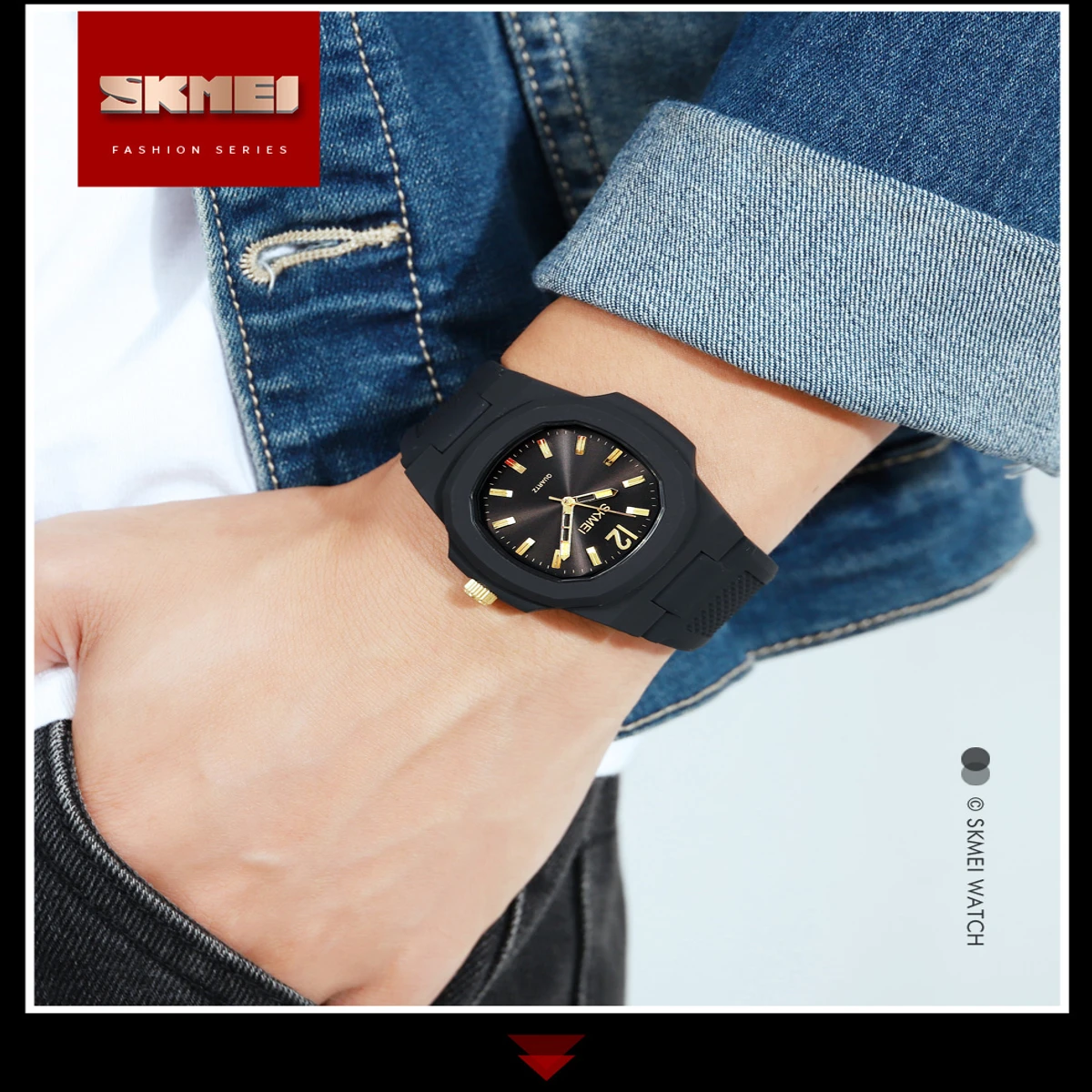 SKMEI Model 1717 Original Watch Retro Silicone Band Casual Analog Quartz Wristwatch 1717 Cool Watches Fashion Waterproof Sport Watch - Model 1717  skmei  Cooler black or golden dial