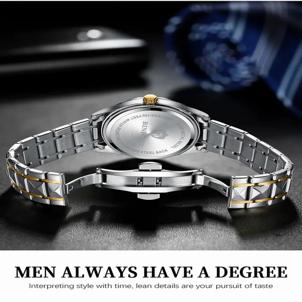 Luxury Binbond Stainless Steel Classic Waterproof Watch for Men - Man  Binbond dimond card degain Toton ar blue
