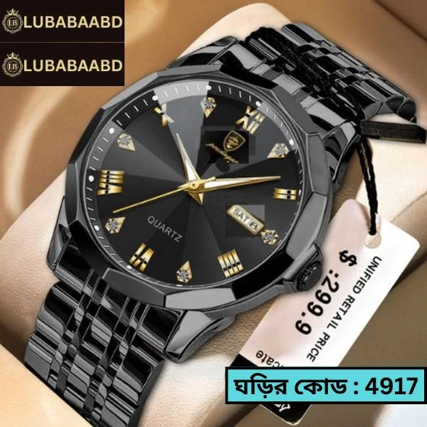 Luxury Men Watches Poydagor MODEL 810 Full Black Cooler Watch + এক পিস ব্যাটারি ফ্রি।