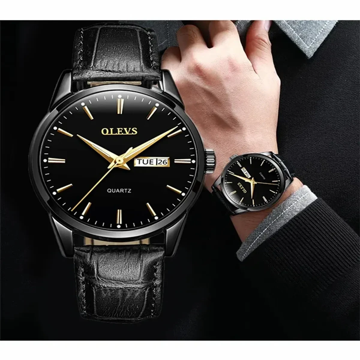 OLEVS WATCH MODEL 6898 FASHION WATCH FOR MEN FULL BLACK COLOUR WATCH FOR MEN