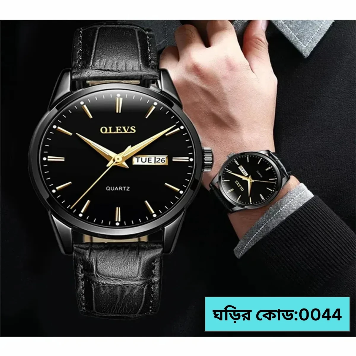 OLEVS WATCH MODEL 6898 FASHION WATCH FOR MEN FULL BLACK COLOUR WATCH FOR MEN