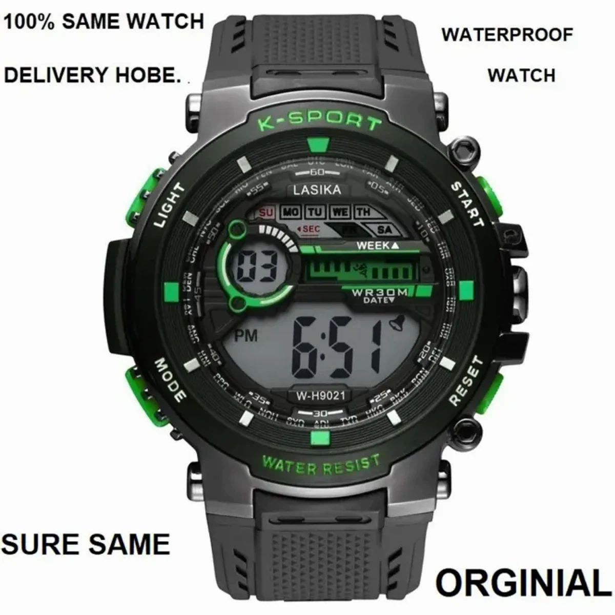 COMBO PACK 3PS SPORTS MODEL-9021 WATCH FOR MEN- GREEN , BLUE, BLACK COOLER