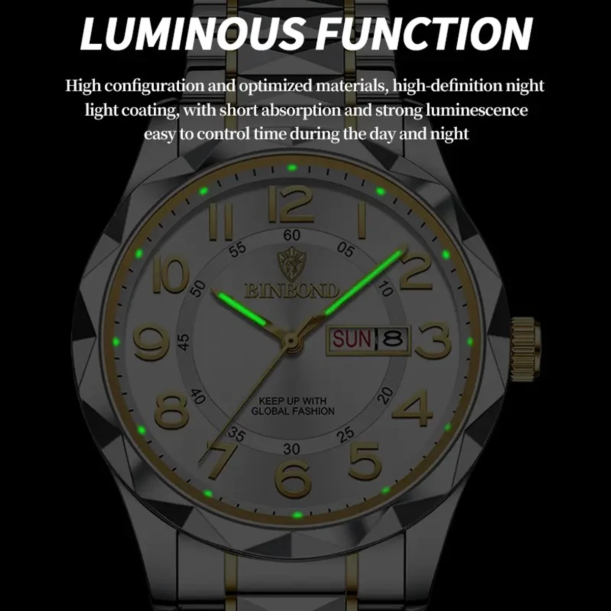 Luxury Binbond Dimon card Digain Stainless Steel Classic Waterproof Watch BINBOND MODEL 5663 CHAIN TOTON AR DIAL WHITE  COOLER WATCH FOR MAN