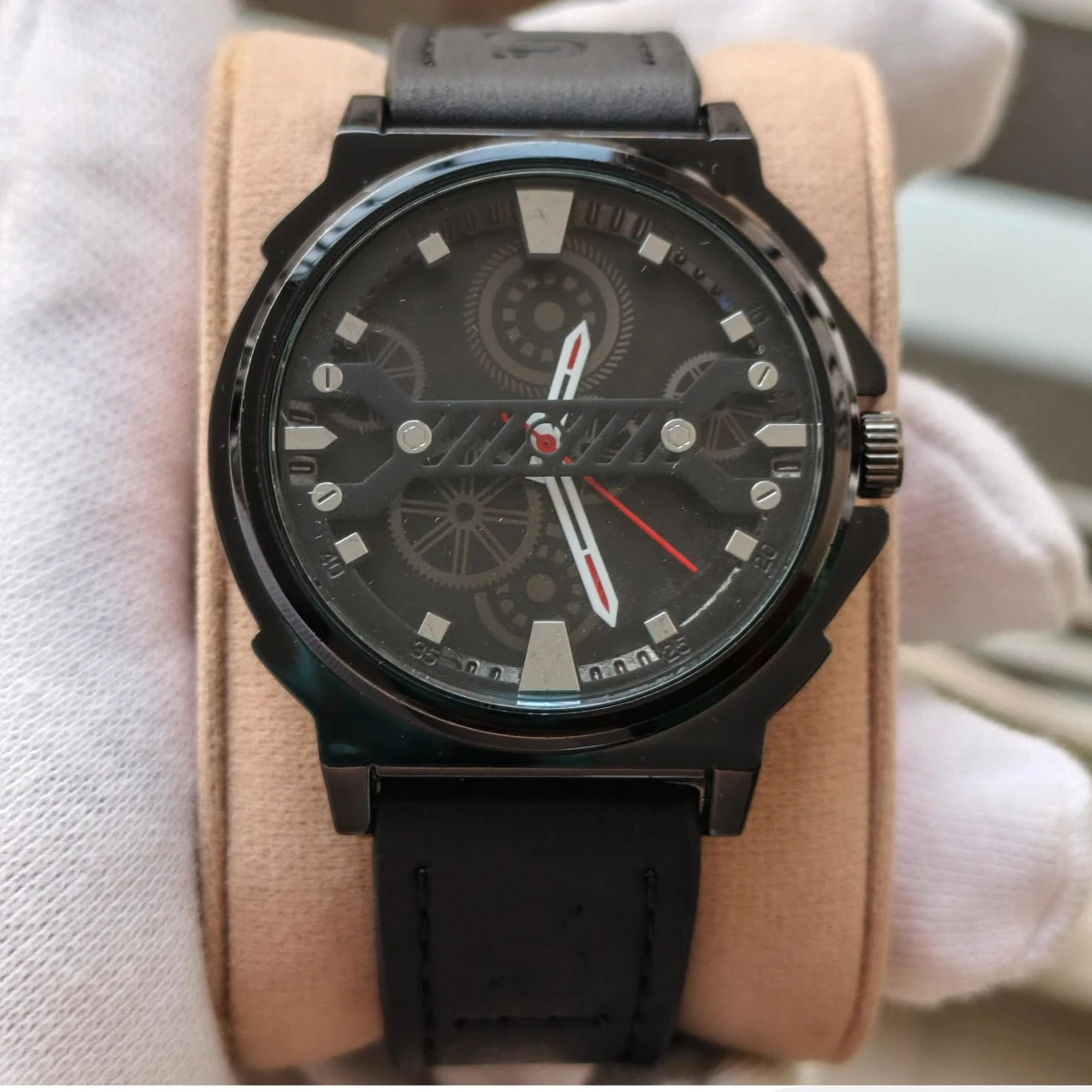 Sober Watch Model 980 Premium Watch Belt Black  Dial Black Colour Watch For Man + এক পিস ব্যাটারি ফ্রি।