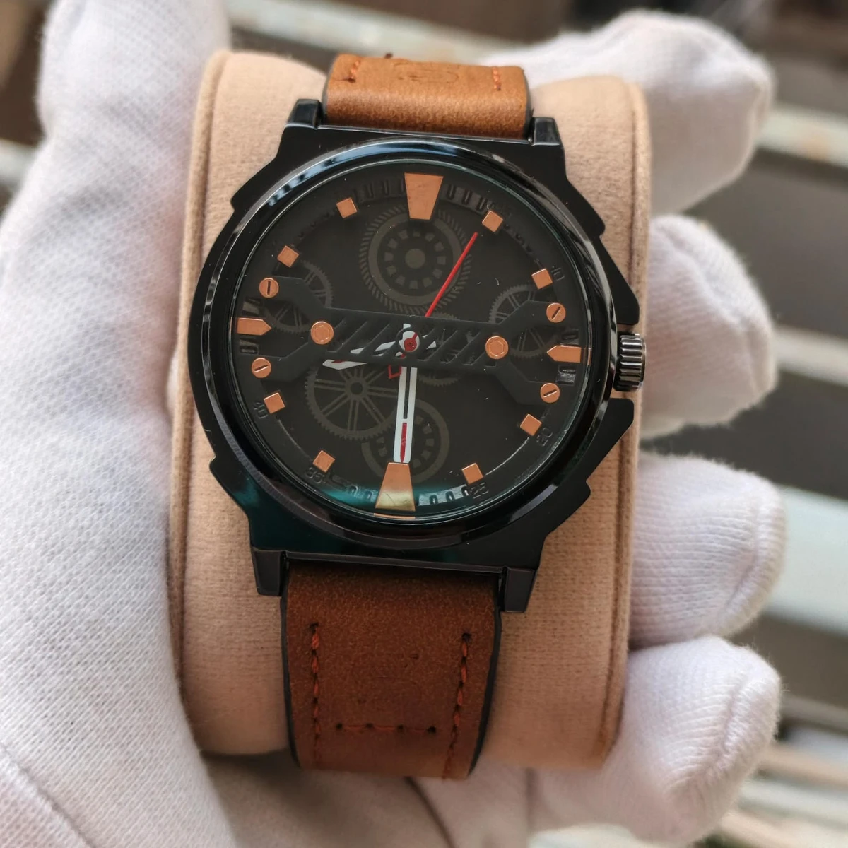 Sober Watch Model 980 Premium Watch Belt Brown Dial Black Colour Watch For Man + এক পিস ব্যাটারি ফ্রি।
