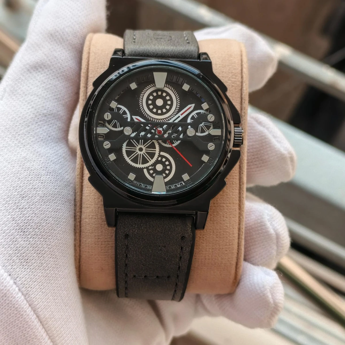 Sober Watch Model 980 Premium Watch Belt Ash Dial Black Colour Watch For Man + এক পিস ব্যাটারি ফ্রি।