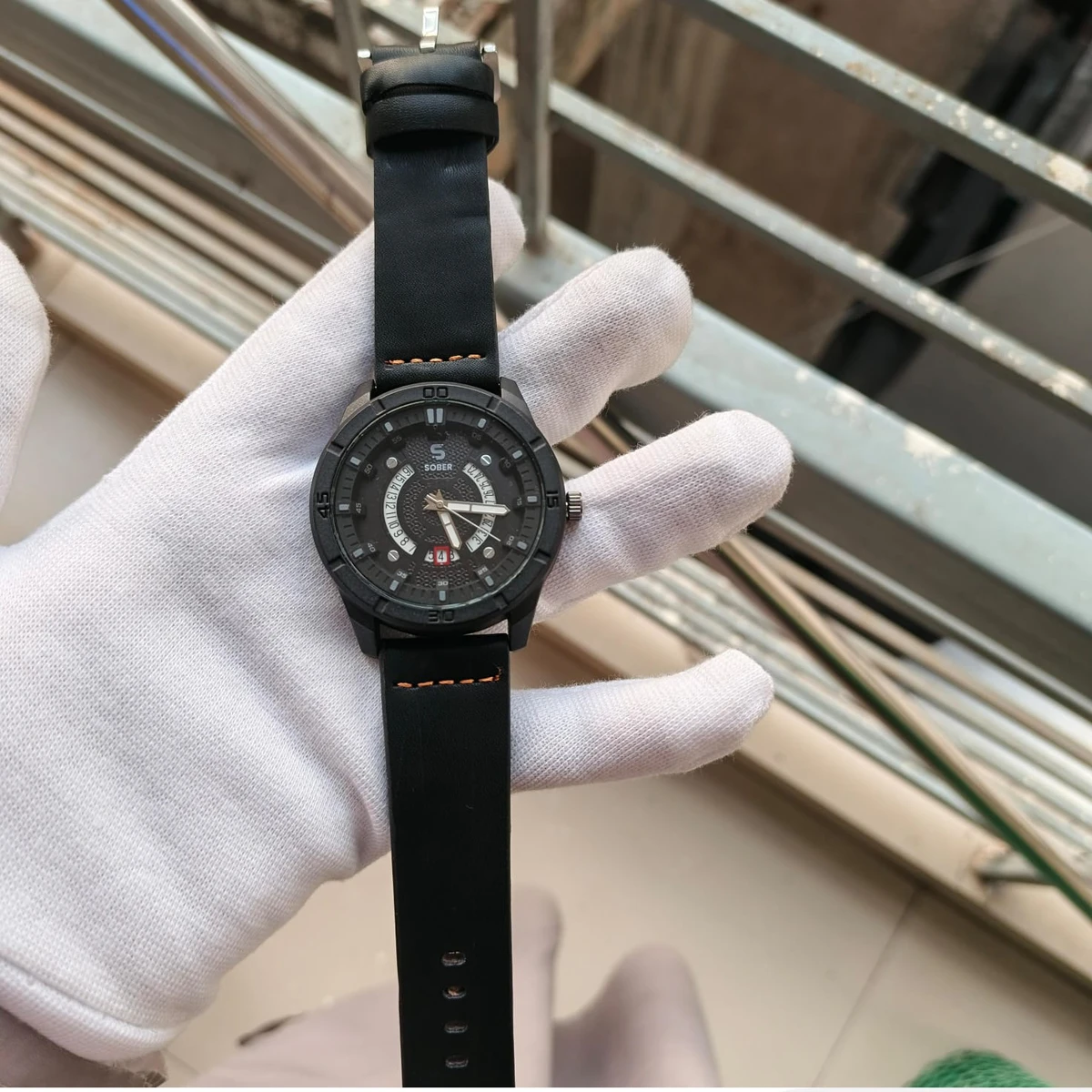 Sober Watch Model 995 Premium Watch Belt Ash Dial Black Colour Watch For Man + এক পিস ব্যাটারি ফ্রি।