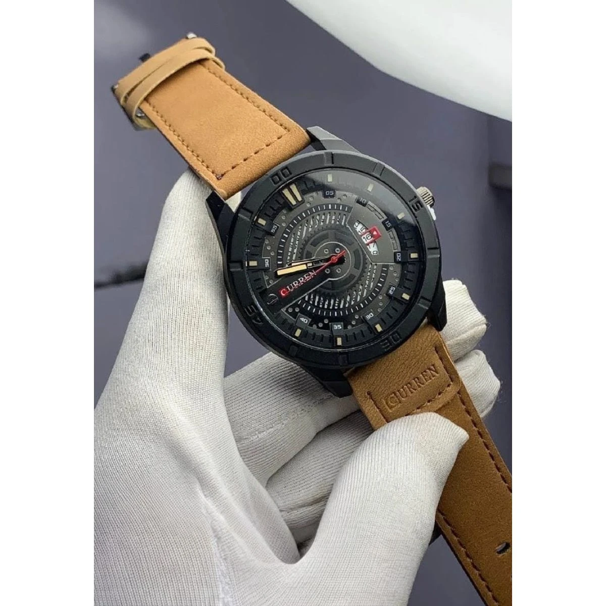Curren Watch Model 8301 Belt  Brown Dial Black Colour Watch For Man