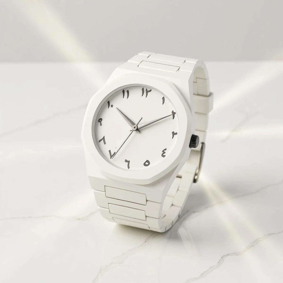 Arabic Plastic Carbon Fiber body Watch Full White  Colour Dial Arabic
